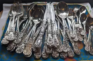 53 Pieces Ornate Leaf Pattern Silverplated Flatware Made in China - Picture 1 of 4