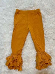 Light Orange Truffle Triple Ruffle Girl Leggings - Picture 1 of 1