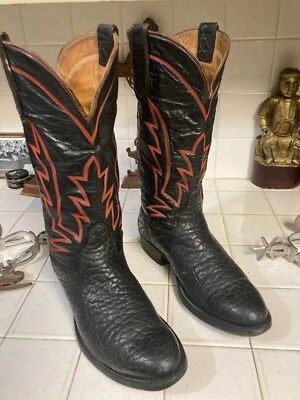Botas Buckaroo Custom Shop Western Cowboy Vintage Piel de Toro Negras 9.5 E Hechas en EE. UU. Foto 1 de 4