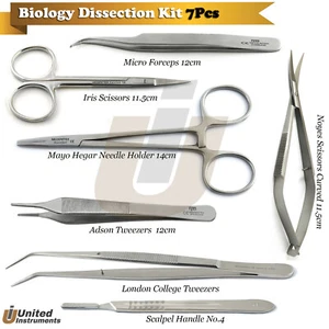 Biology Medical Dissection Kit Anatomy Surgical Dissecting Forceps Scissors Set - Picture 1 of 8