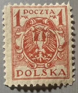POLAND - UPPER SILESIA 1922 POCZTA POLSKA 1 MARK MH OG - Picture 1 of 2