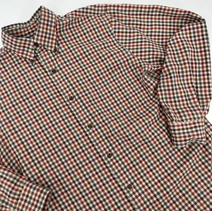 Vintage Viyella Lands End Button Down Shirt Wool Blend Tan Plaid Mens Size Small - Picture 1 of 11