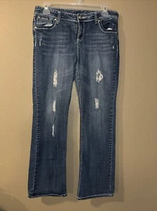STYLISH SOUNDGIRL Embellished Pocket Bootcut Denim Blue Jeans Size 17 - Picture 1 of 4