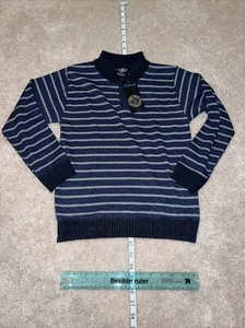 Street Rules Clothing Co Boys Sweater Blue Grey Stripe Zip Size 8 - Picture 1 of 4