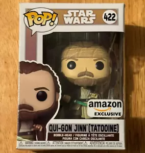 Qui-Gon Jinn Tatooine Amazon Exclusive Star Wars Funko POP! #422 *Damaged Box* - Picture 1 of 6