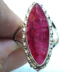 10.50 ct NATURAL TRANSLUCENT PINK RED RUBY RING 925 STERLING SILVER.SIZE 7.25 - Picture 1 of 8