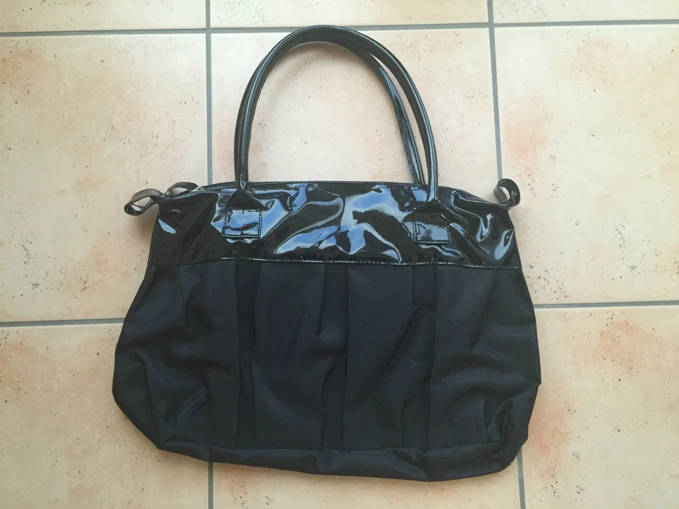 Schwarze Lack und Polyester Handtasche Tasche – Damen - Bild 1 von 3