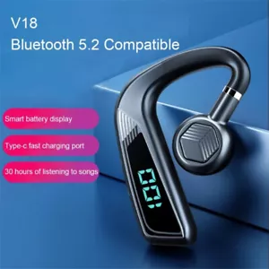 Wireless Earphone Bone Conduction Bluetooth Earpiece with Mic Ear Hook Earbud - Picture 1 of 15