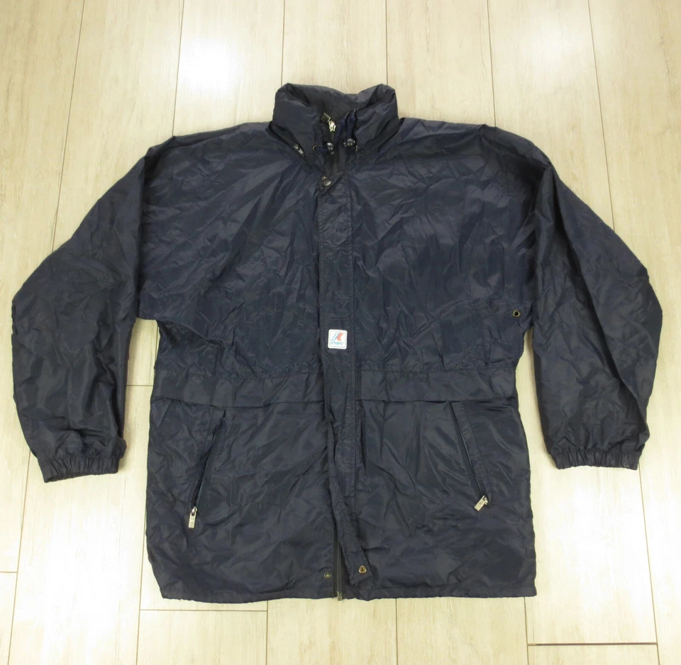 Imperméable Capuche Oversized Vintage 90s K-Way Homme L Bleu Nylon - Photo 1/4