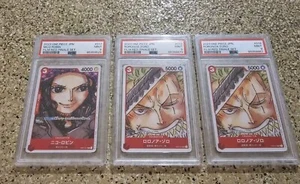 ONE PIECE CCG PSA 9 MINT FILM RED BUNDLE 2X ZORO & 1 NICO ROBIN JAP - Picture 1 of 3