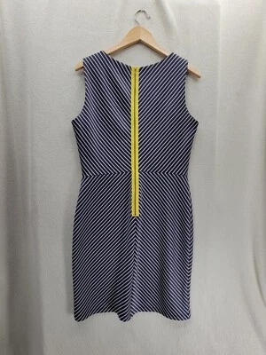 Vestido lápiz CATO sin mangas a rayas cremallera trasera azul y blanco talla 14 Foto 1 de 4