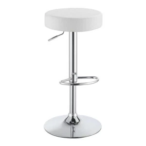 Ramses Adjustable Backless Bar Stool Chrome and White - Picture 1 of 8