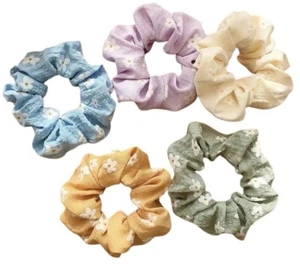 Colourful Daisy Flowers Hair Scrunchies 6 Piece Set - Picture 1 of 6
