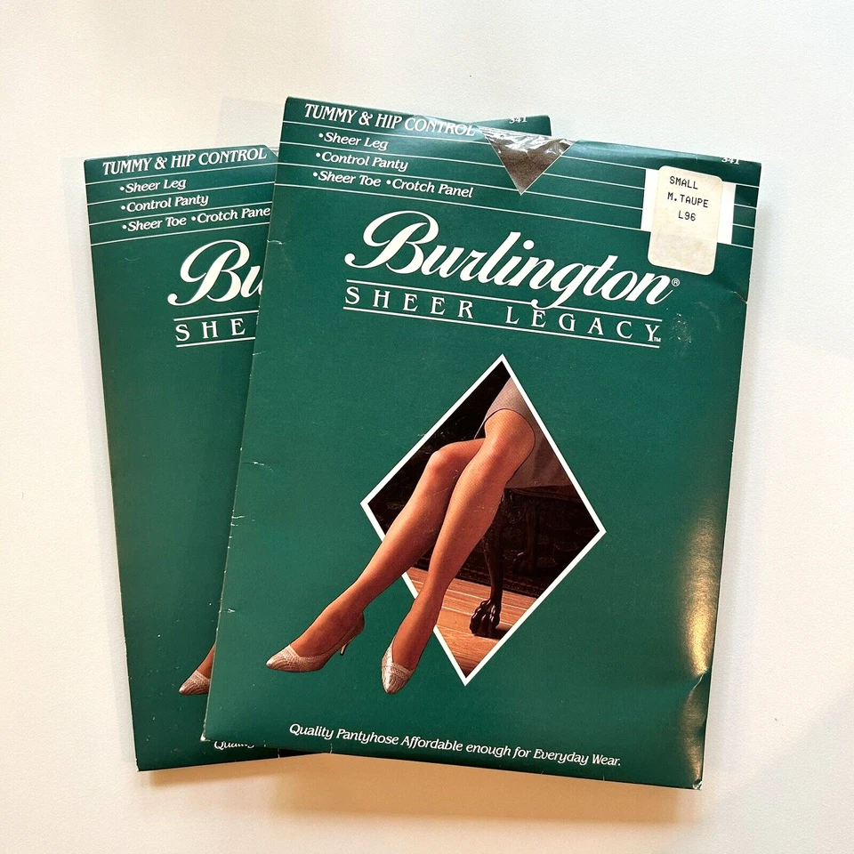 Burlington Pantyhose Sheer Legacy Taupe Control Sheer 341 NOS Lot 2 USA Size S - Image 1 of 3