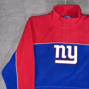 Reebok Sweater Mens 2XL New York Giants 1/4 Zip Fleece Embroidered Blue Y2K NWOT - Picture 1 of 8