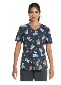 Scrubstar Women's Medical Nurse V-neck Frozen Olaf Print Scrub Top Size 3x - Picture 1 of 3