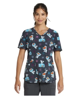 Scrubstar Women's Medical Nurse V-neck Frozen Olaf Print Scrub Top Size 3x - Image 1 of 3