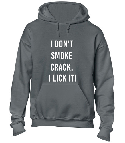 RHUDE FELPA CON CAPPUCCIO I DON'T SMOKE CRACK I LICK IT DIVERTENTE SLOGAN STAMPATO RUDE TOP