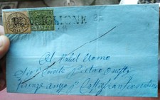 1853 15) LETTERA DA RONCIGLIONE CON FRANCOBOLLI STATO PONTIFICIO 2 + 3 BAJOCCHI