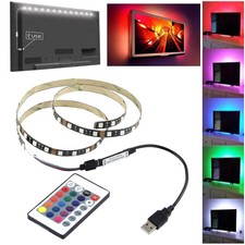 5V 5050 RGB 60SMD/M LED Strip Lights Bar TV Back Lighting Kit+USB 24 Key Remote
