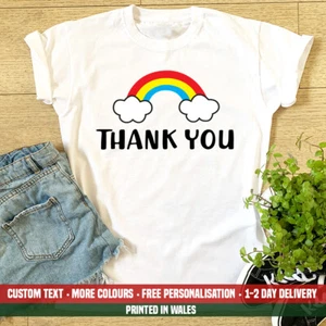 Damas Gracias Arco Iris Camiseta Verano NHS Aplausos Para Cuidadores Cumpleaños Regalo Prenda para el torso - Imagen 1 de 1