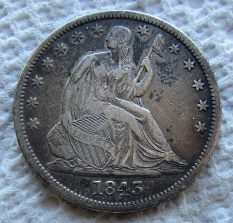 1843-O Seated Liberty Silver Half Dollar Early Rare Key Date New Orleans XF Cover