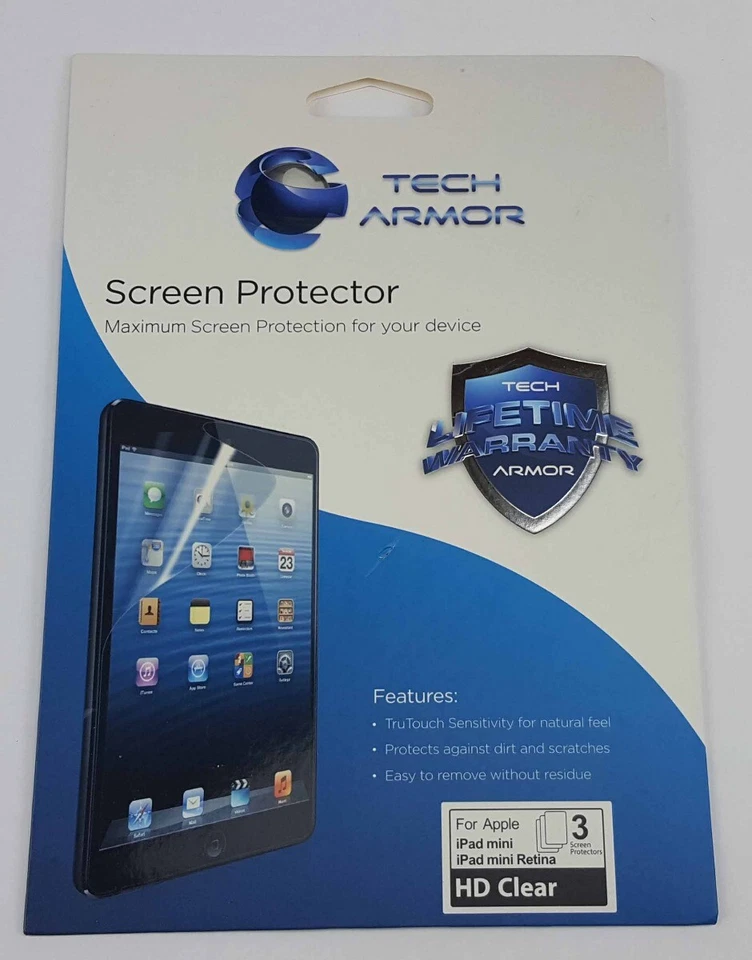Tech Armor Screen Protector Apple iPad Mini and iPad Retina HD Clear set of 3 - Image 1 of 2