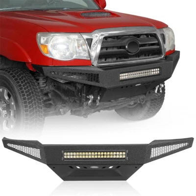 Para-choque dianteiro largura total com barra de luz 120W e anéis-D para Toyota Tacoma 2005-2011 - Imagem 1 de 4