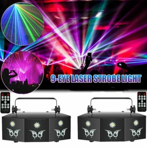 2XRGB Patterns Laser Projector Light DMX Strobe Party Disco Stage Light Remote - Picture 1 of 22