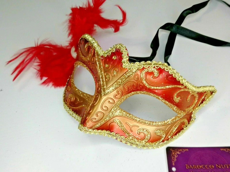 RED Feathers Mask of Masquerade - Venetian Costume Party Ball cosplay BN#103 - Image 1 of 3