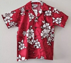 Pacific Legend Hibiscus Boys Hawaiian Shirt Red Small (Sz 8) NWT - Picture 1 of 7
