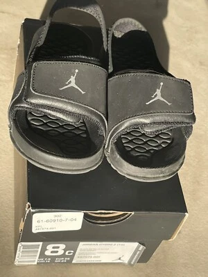 Sandalias Nike Jordan Hydro 2 TD Talla 8C Reino Unido 7,5 Slide Negras/Plateadas Metálicas con Caja Foto 1 de 4