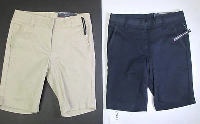 Nautica Niña Uniforme Escolar Cintura Ajustable Bermuda Pantalones Cortos 7 Caqui/Azul Marino  Foto 1 de 4