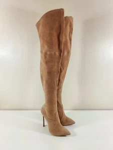 Casadei Blade Sandstone Suede EU 37 UK 4 US 7 Thigh High Boots OTK High Heels - Picture 1 of 21
