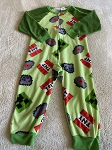 Minecraft Boys Green Creeper Red TNT Fleece Long Sleeve Pajamas 4-5 - Picture 1 of 8