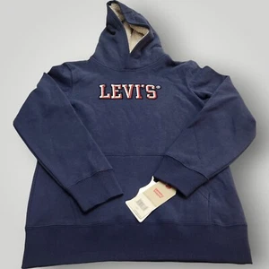 NWT LEVIS Unisex Youth L Navy Blue Embroidered LOGO Pullover Long Sleeve Hoodie - Picture 1 of 11