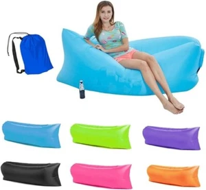 Inflatable Blow Up Lounger Outdoor Beach Garden Chair Sleepping Bed Couch w/ Bag - Picture 1 of 7