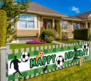 Large Soccer Happy Birthday Banner, Soccer Birthday Party Supplies Decorations, - Picture 1 of 12