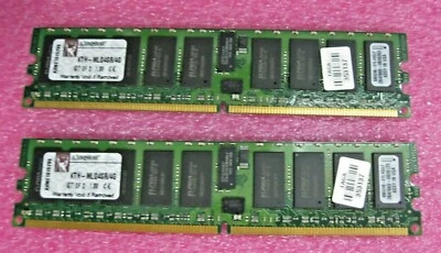Lot 2 Kingston KTH-MLG4SR/4G 4GB DDR2 400Mhz ECC Registered RAM Memory DIMM - Image 1 of 3