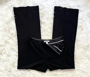 White House Black Market Black Wide Leg Dress Pants Side Zip Flat Front Sz 6 R - Picture 1 of 10