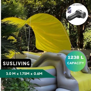 Extra Large Yellow Inflatable Family Swimming Pool Slide Sunshade Fun Play - Picture 1 of 12