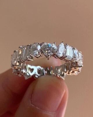 5 克拉多切实验室种植/CVD 钻石完整永恒结婚戒指 14Kt 白金 — 第 1/4 张图片