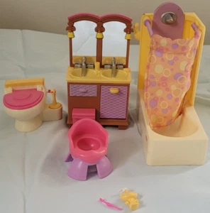 Fisher Price Loving Family Bathroom Set Vanity Sink Bathtub Toilet Toddler Potty - Picture 1 of 10