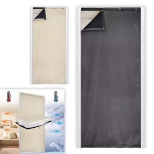 Thermal Insulated Quilted Door Curtain Heavy Duty Self-Adhesive Waterproof Panel - Picture 1 of 14