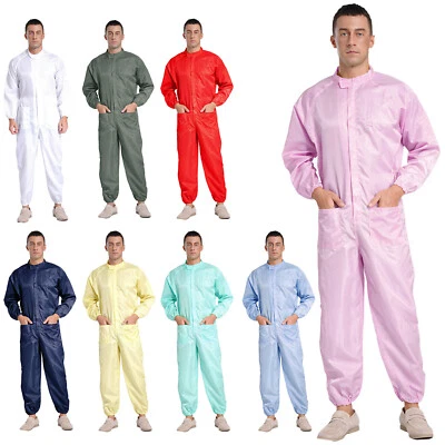 US Men Work Overalls Protective Coveralls Paint Suit with Elastic Wrist Jumpsuit - Image 1 of 3