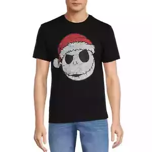 Nightmare Before Christmas Mens Santa Jack Skellington Head Holiday Tshirt - Picture 1 of 2