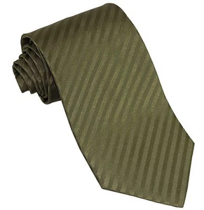 New 100% Polyester Woven Men's Necktie Only Wedding formal Stripes Olive Green - Picture 1 of 2