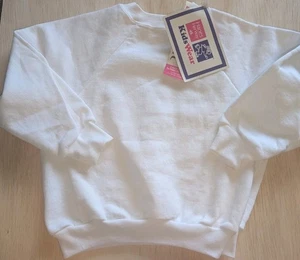 Hanes Her Way girocollo vintage per bambini bianco taglia M nuovo con etichetta fondo di magazzino - Foto 1 di 8