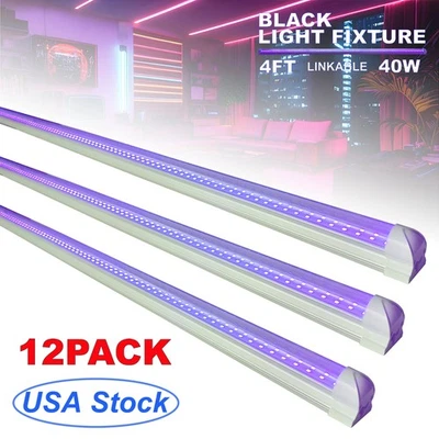 12 Pack 4 Foot UV Black Lights for Halloween Christmas Glow Parties Decoration - Image 1 of 4