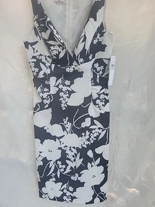 London Times Black And White Sleeveless Floral Dress NWT 8 - Picture 1 of 6